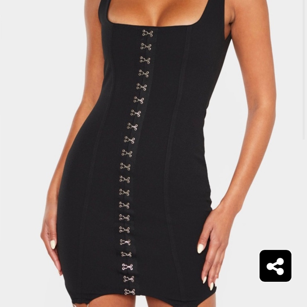 Pretty little thing black hook and eye dress
